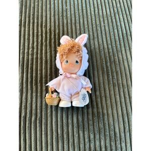 Precious Moments Easter Bunny Girl Figurine Pink Outfit Basket Eggs Toy Figurine